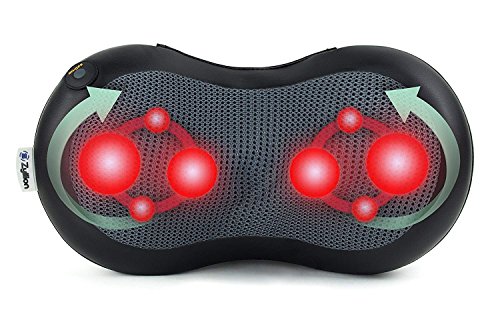 Zyllion Back Neck Massage Pillow - Heated Shiatsu Massager for Relaxation, Physical Therapy, and Pain Relief (ZMA-19-BK)