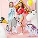 Gejoy 4 Pack 3D Unicorn Balloons Walking Animal Balloons Aluminum Foil Balloons for Birthday Party Baby Shower Decoration Supplies (White)