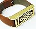 BSI Brown Leather Replacement Bracelet with New Unique Design Gold Metal Housing for Fitbit Flex Smart Band