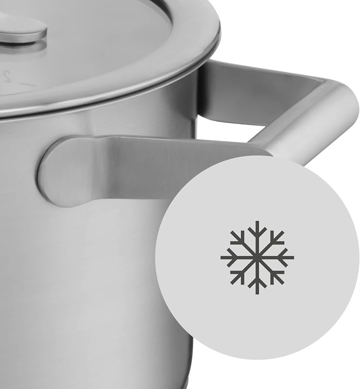 Comfort Line Set de 5 casseroles à induction, avec couvercle en verre, acier inoxydable Cromargan mat, écailles, induction empilables, non revêtu.