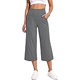 Naimula Capri Pants for Women Wide Leg Loose Yoga Cropped Pants with Pockets Casual Stretch Casual Lounge