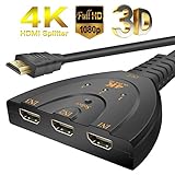 Hdmi Switch 4k Switch 3 In 1 Out Hdmi switch full HD Splitter with Pigtail Cable Work for HDTV, Xbox One, DVD, Bluray Player, Projector etc