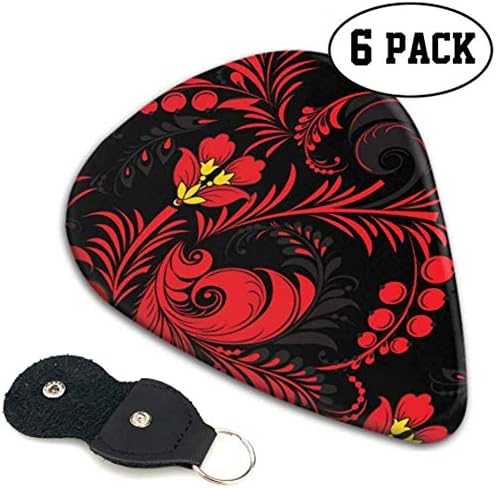 Khokhloma Pattern Color Russia Texture Guitar-picks Guitar Picks For Toddlers 6 Pack Heavy Gift For Bass,electric & Acoustic Guitars