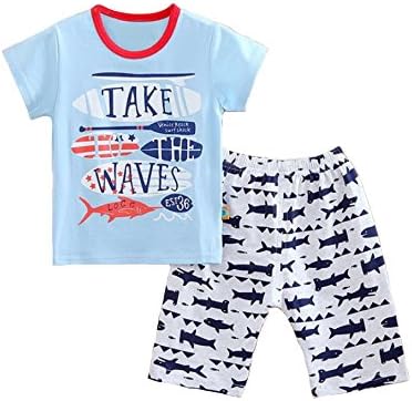 Shark Little Boys'Shorts 2 Piece Pajamas 100% Cotton Short Clothes Toddler Kids Pjs Sleepwear 1-9Years
