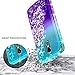 LG Stylo 3 Case (LS777), LG Stylo 3 Plus/Stylus 3 Glitter Case w/[Tempered Glass Screen Protector], NageBee Sparkle Bling Liquid Floating Quicksand Shockproof Women Kids Girls Cute Case -Aqua/Purple