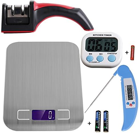 Besula The Kitchen Basics Bundle–Kitchen Scale,Kitchen Timer,Instant Reading Kitchen Thermometer,Knife Sharpener–Versatile Kitchen Accessories That Will Fit Any Kitchen
