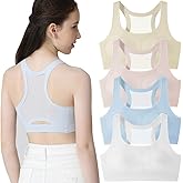Girls Training Bras Teen Zero Feel Seamless Sports Bras with Removable Padding Bralette and Slightly Lift Back 8-18 Years