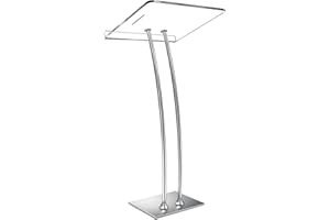 Devloutt 45'' Acrylic Podium Stand - Ultra Clear Iron Podium Pulpits for Churches, Modern Lectern for Conference, Speech, Classroom - 44.9''H x 23.6''L x 15.7''W