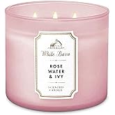 White Barn Bath &amp; Body Works Rose Water &amp; Ivy 3 Wick Candle