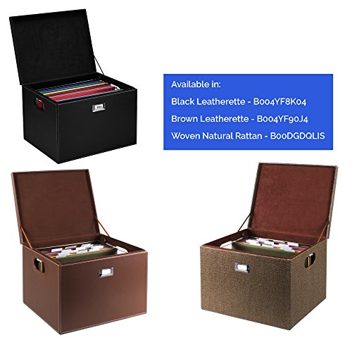 G.U.S. Decorative Office File and Portable Storage Box for Hanging Folders Letter Or Legal, Woven Rattan - Thumbnail 3