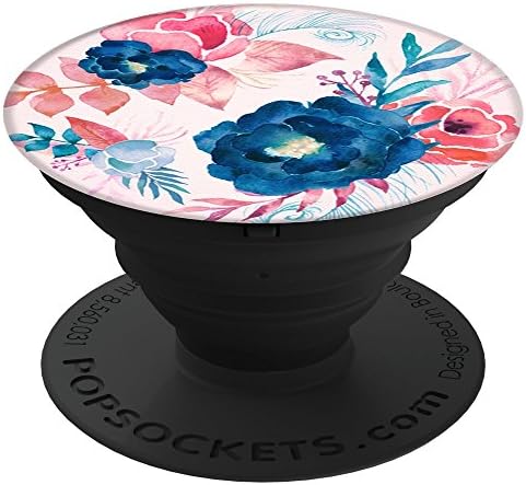 Culture of Pop Beautiful Floral Watercolor with Teal Mint Pink Flowers PopSockets Stand for Smartphones and Tablets