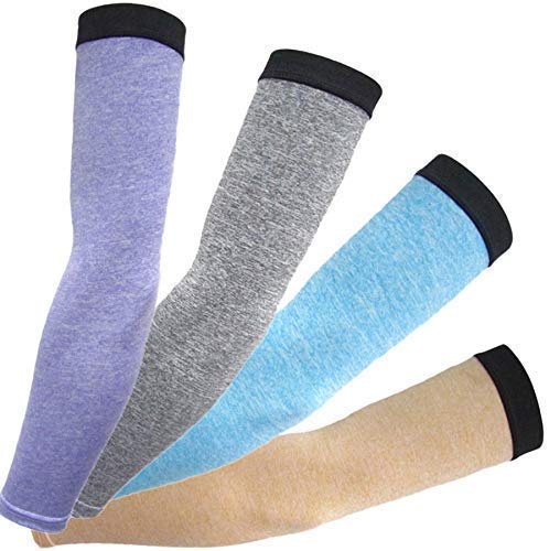 Lapdesks GGJIN Cooling Arm Elbow Compression Sleeve Sun Guard Tattoo Sleeves Cover Up for Outdoor Cycling Golfing Basketball Baseball Tennis (4 pcs) Work Gloves (Color : Purple, Size : XL)