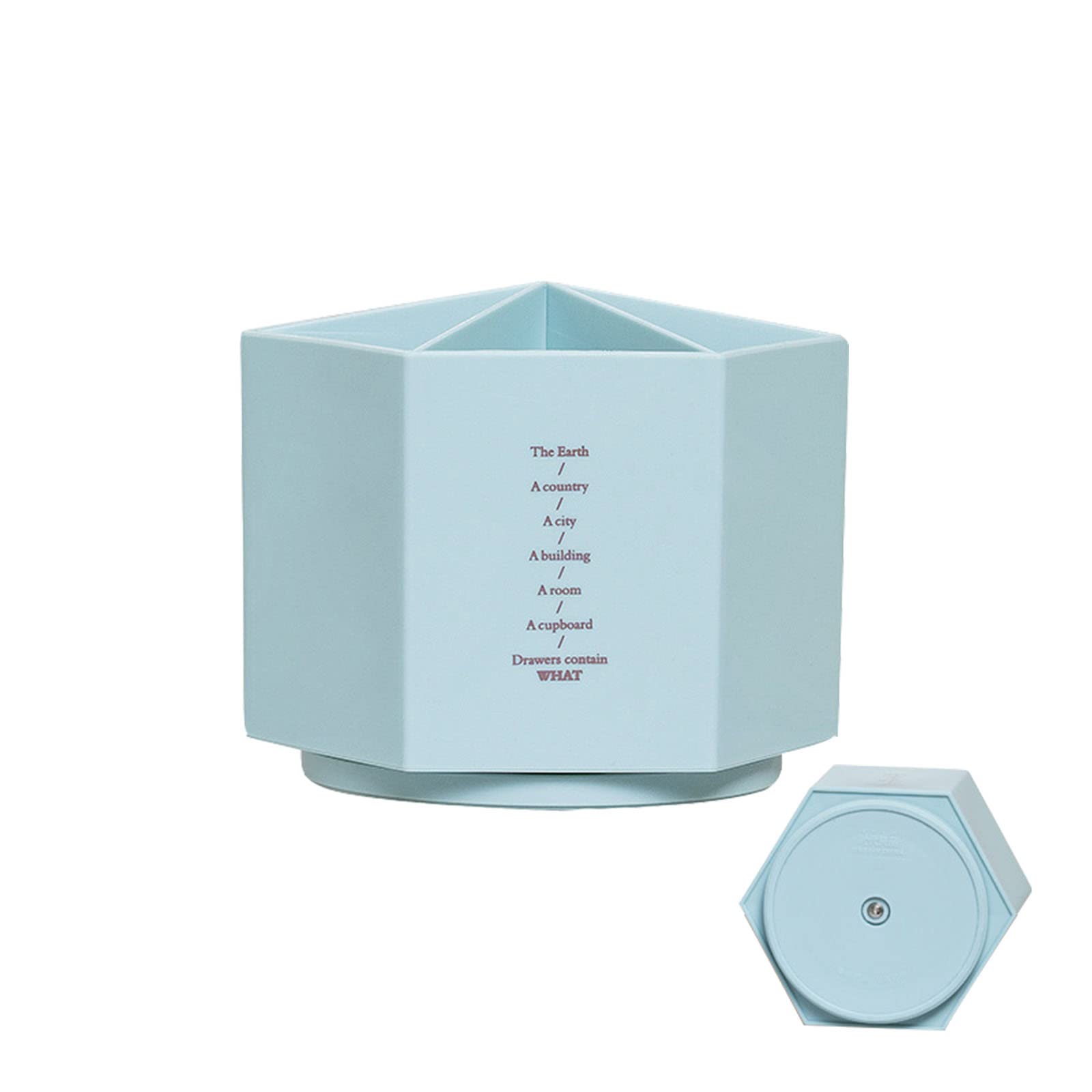 Gullor Spinning Desktop Stationery Organizer Decorative Plastic Rotating Pen and Pencil Cup 6 Compartment Desk and Table Top Office Supplies, Blue