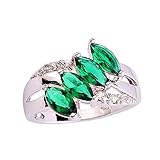 Psiroy Women's 925 Sterling Silver 1cttw Emerald Quartz Filled Ring