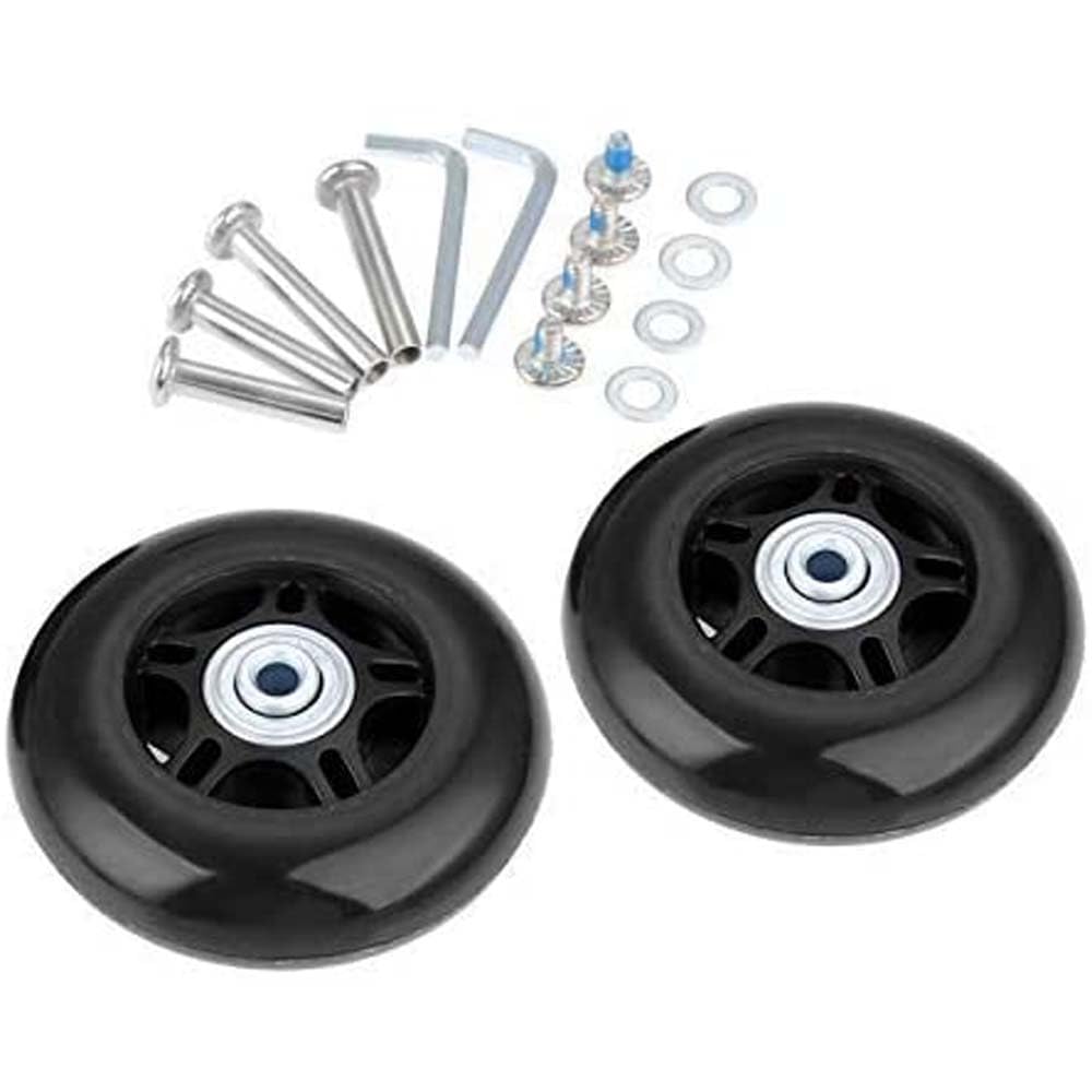 Lovetao Luggage Suitcase Wheels Replacement Kit 64x24mm/2.52"x0.94" w/ABEC 608zz Inline Outdoor Skate Replacement Wheels, One Set of (2) Wheels (OD:64 W:24 ID:6 Axles:35&40) Black
