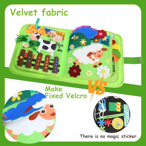 Busy Book Montessori for Children 1-3 Years | Felt Sensory Book with Educational Activities | Portable Interactive Quiet Book Game for Travel