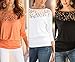 DREAGAL Women's Loose Fit Long Sleeve Lace Stitching T Shirt Blouse Top