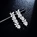 IncatonLeaf Clover Round Crystal Wedding Earrings Best Birthday Christmas Gifts for Women, Silver