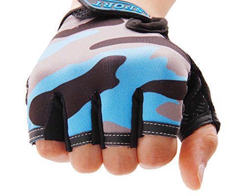 Ylucky Kid Half Finger Cycling Gloves Mitten Children Bike Riding Fingerless Gloves Breathable Non-slip Shock-absorbing Gloves for Fishing Roller Skating Hunting Climbing MTB Outdoor Sports Boy Girl - Thumbnail 3