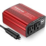 Poweradd 300W Car Power Inverter DC 12V to AC 110V Converter with Dual 3.1A Dual USB Ports for Smartphones, Tablet, Laptop, Breast Pump, Nebulizer and More - Red