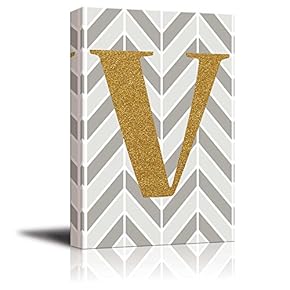 The Letter V in Gold Leaf Effect on...