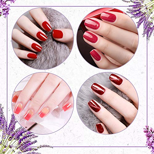 YaoShun Gel Polish Set - Gel Nail Polish Kit UV Gel Gift Box, Soak Off Nail Gel Manicure Kit 8ml Red Color + Rose Red Glitter + Temperature Color Change Gel + Magnetic Cat Eye Gel Polish #1