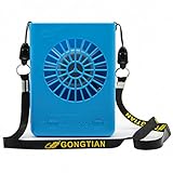 USB Mini Personal Fan With lanyard 3 Speeds Portable Necklace Fan USB Rechargeable Handheld Cooling Fans Powered by 18650 Li Battery,For Office Outdoor Travel Watch the games（Blue）