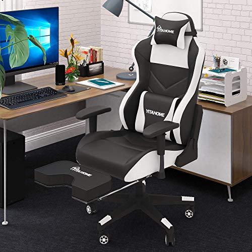 YITAHOME Massage Gaming Chair with Footrest 350lbs Heavy Duty Ergonomic Big and Tall Video Game Chair High Back Office… - Image 3