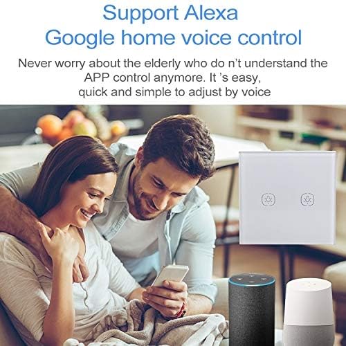 Interruptor de botn Inteligente LLD 2 4G 2 Botones Smart Switch de Pared de luz Soporte de AlexaPgina Principal de Google de Control de Voz EE UU Enchufe Interruptor de la Pared del Panel de v