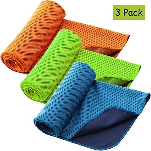 GeTeLe [3 Pack Cooling Towel (36″x12″), Soft Breathable Ice Sports Towel Keep Cool Chilly Towel Super Absorbent Microfiber Fast Drying Towels Chilling Neck Wrap for Yoga, Sport, Workout, Fitness
