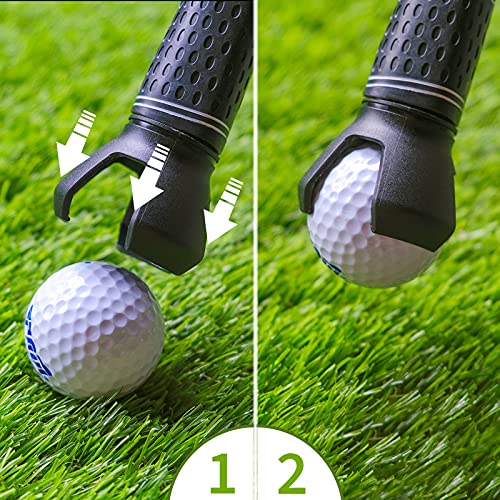 Vibit 3Prong Golf Ball Pick Up Retriever Grabber Black Back Saver Claw Portable Grip Tool with