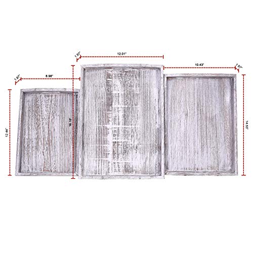 image for Comfify Rustic Wooden Serving Trays with Handle – Set of 3 – Large