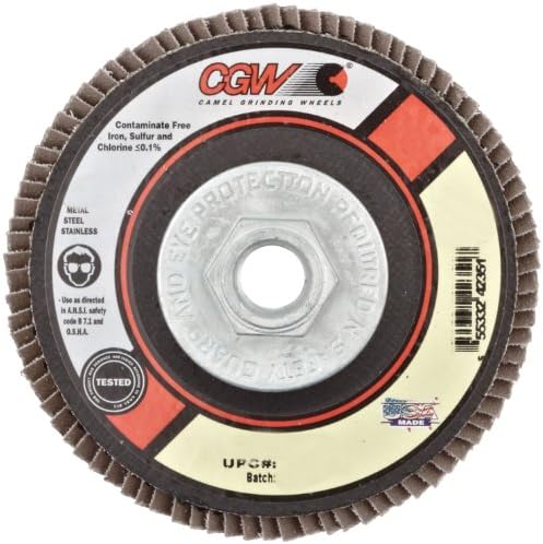 CGW 42351 Premium Z3 Right Angle Grinder Abrasive Flap Disc, Type 27, Zirconia, 4-1/2" Diameter, 36 Grit, 5/8"-11 Arbor, XL Thickness  (Pack of 1)