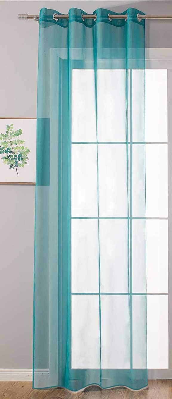 Gardinenbox 20332-cn Transparent Eyelet Curtain with Eyelets for Living Room, 100% Polyester, Turquoise, 245 x 140 cm