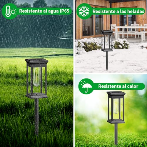 JESWO 4PCS Lamparas Solares Exterior Jardin | Automático Lámpara de Tungsteno de Alta Luminosidad, Impermeables IP65 Luces Solares para Jardin, Césped