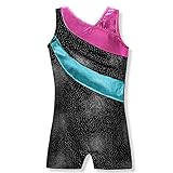 One-piece Gymnastics Leotard Rainbow Stripes Ballet Tutu Dancing Tank Unitard for Little Girl 3-15 Years