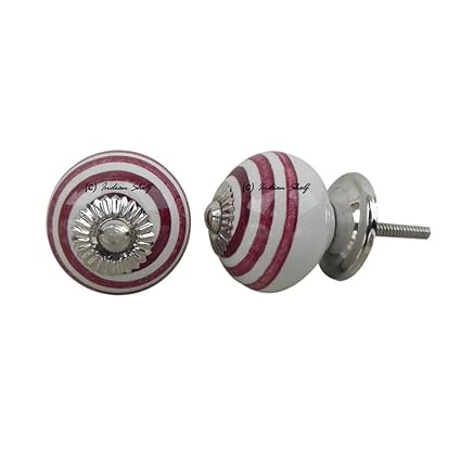 Indianshelf Handmade 12 Piece Ceramic White Striped Artistic Rust