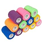 Pack of 12 Vet Wraps - Gauze Rolls - Cohesive Bandage - Bandage Wrap for Animals, Assorted Colors, 3 Inches x 66.9 Inches
