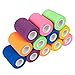 Juvale Self-Adherent Cohesive Vet Wrap - Compression Bandage for Joint Support - No-Slip Adhesive Tape - Multi-Purpose Pet Bandage & Horse Leg Wraps - 3 in x 6 Yd, Pack of 12, 6 Colors