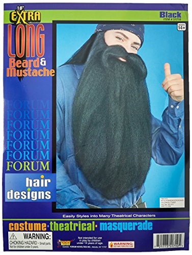 Duck Hunter 18" Facial Hair Accessory Black Beard Moustache
