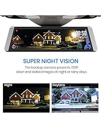 Cámara de seguridad AUTO VOX X1 con espejo de 9,88" con pantalla táctil completa, con doble lente AHD para cámara de marcha atrás, 1296P FHD para cámara frontal 720P para cámara de visión trasera LDWS, GPS para camiones y coches