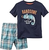 Carters Baby Girls 2-Piece Tee & Short Set Handsome Little Guy Navy