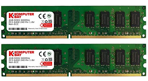 KOMPUTERBAY 8GB ( 2 X 4GB ) DDR2 DIMM (240 PIN) 800Mhz PC2 6400 PC2 6300 8 GB - CL 5