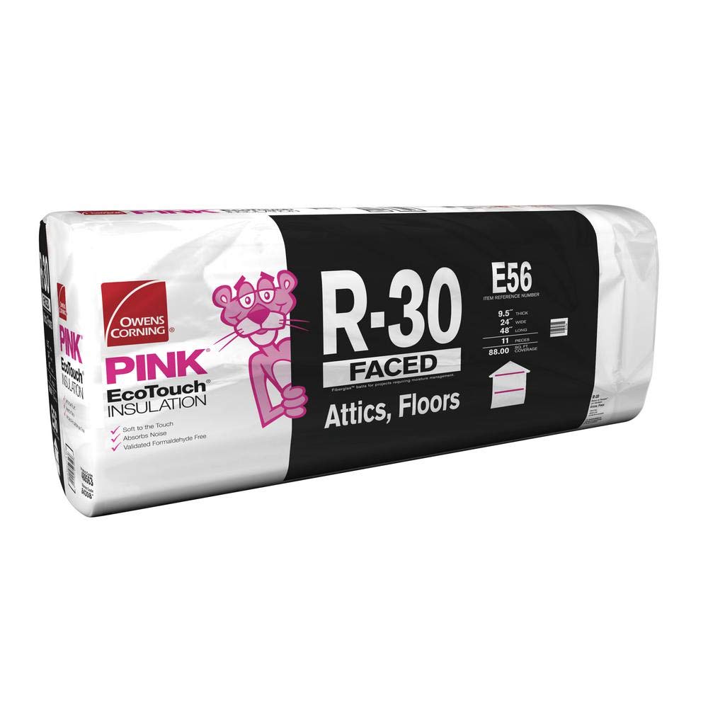 Owens Corning 704 SQFT 8 Bags of R 30 Kraft Faced 24 by 48 Fiberglass Batt Fits 2X10 attic