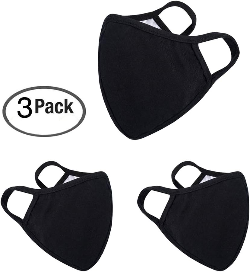 Anti Flu and Saw Dust Masks - Reusable Cotton Comfy Breathable Safety Air Fog Respirator - for Outdoor Half Face Masks - Protection Pollution Face Flu Allergens Masks for Women Man Black