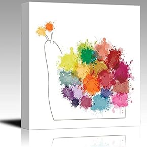 Fun and Colorful Splattered Watercolor Snail - Canvas Art Home Art - 12x12 inches