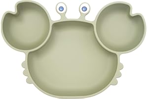 LINOWOS Silicone Suction Plate for Toddlers - Self Feeding Training Divided Plate Dish and Bowl for Baby and Toddler, Fits for Most Highchairs Trays, BPA Free Microwave Dishwasher Safe