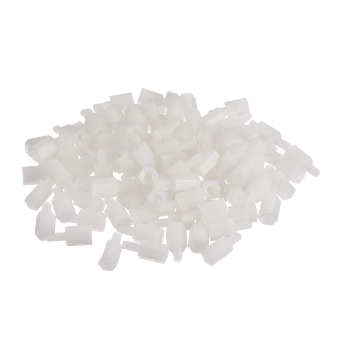 sourcing map M3 8+6mm F/M Nylon Hex Standoff Spacer Screws PCB Pillar White 100 Pcs