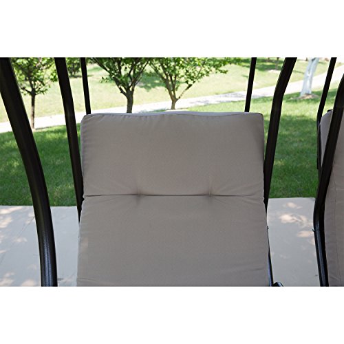 SunLife Converting Cushion Covered Patio Porch Glider Swing with Steel Frame Loveseats for 2 People