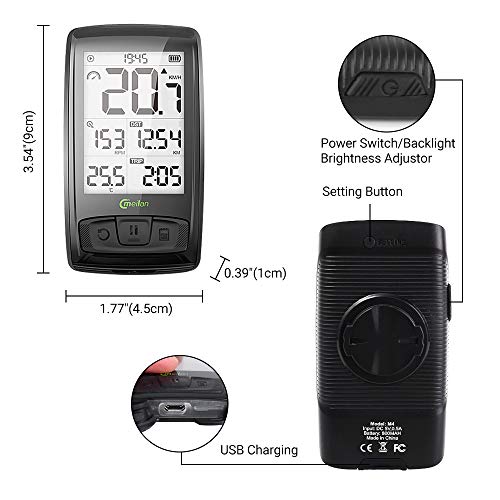 Meilan Bike Computer Wireless 2.5 Inch Cycling Computer Bicycle Speedometer and Odometer Cycle Computer with ANT+ Speed & Cadence Sensor